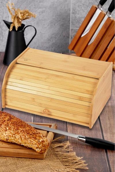Bambum Bamboo Bread Bowl - Storage Box with Sliding Lid