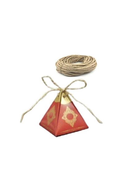 Genel Markalar Bordo Renk Altın Varaklı Piramit Lokum / Şeker Kutusu 50 Adet/...