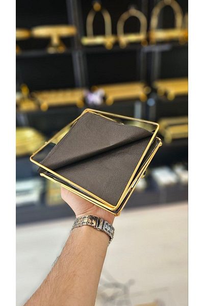 farklı evim 18x18 نموذج الفولاذ المقاوم للصدأ مطلي بالذهب كامل عرض أدوات المائدة حامل مناديل المطبخ