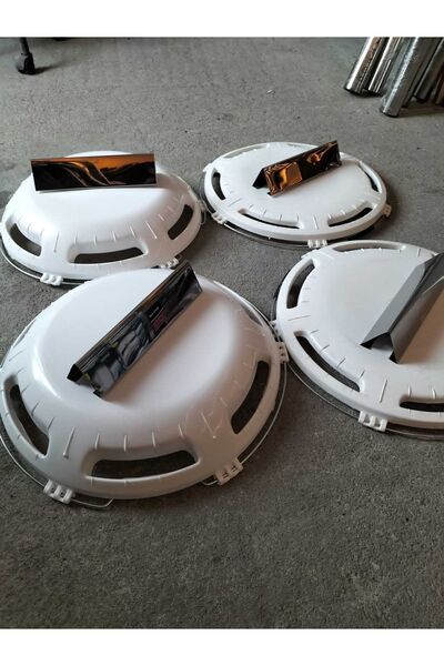 Karadeniztırmarket 17,5 Plastik Jant Kapak - Piramit Krom Fırfır Hediyeli