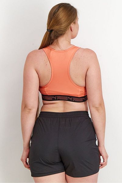 Puma Women Impact Elastic Padded Sports Bra, Orange/Black
