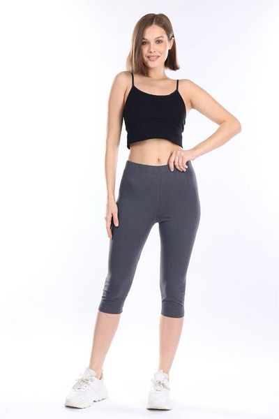 Tight Lady Leggings capri din bumbac pieptănat afumat de calitate superioară, lycra sub genunchi, talie înaltă