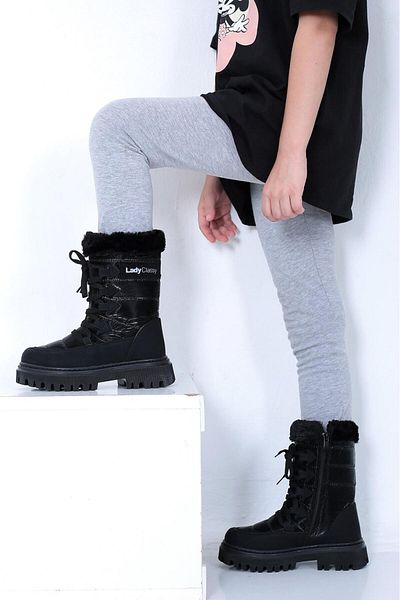 Azim Shoes Lady Classy Black Παιδικές μπότες χιονιού - Άνετη εφαρμογή, αθλητική σόλα, φερμουάρ και γούνα εσωτερικά