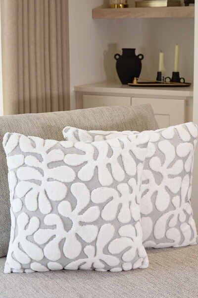 Pilloveland 2'li Set Punch Nakışlı Tufting Kırlent Kılıfı 43*43 cm - İskandinav