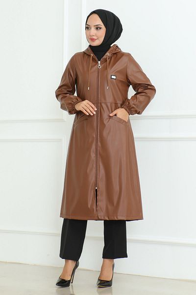 Modamihram Tan Cap 19213 - Leather Detailed