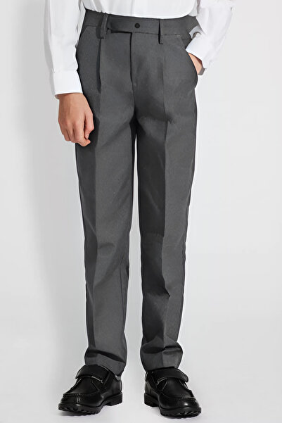 YAKAMEL Erkek Gri Lise Boy Likralı Klasik Kaliteli Dokuma Kumaş Okul Pantolonu