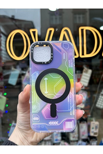 OVADA İphone 15 Pro Max Uyumlu Magsafe Kablosuz Şarj Destekli Hologramlı Premium Kılıf