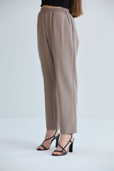 Space Fashion Women's Stone Pocket Elastic Waist Fabric Trousers