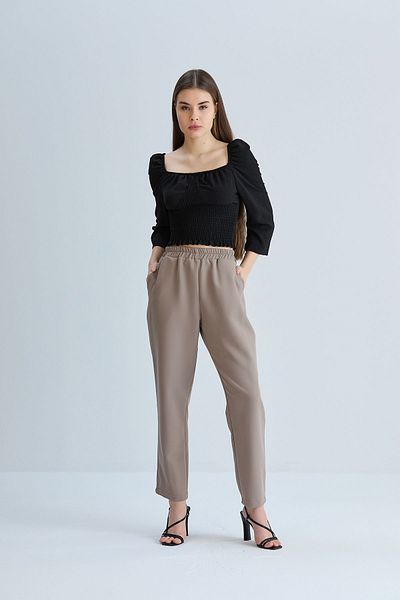 Space Fashion Γυναικείο υφασμάτινο παντελόνι με πέτρινη τσέπη και ελαστική μέση