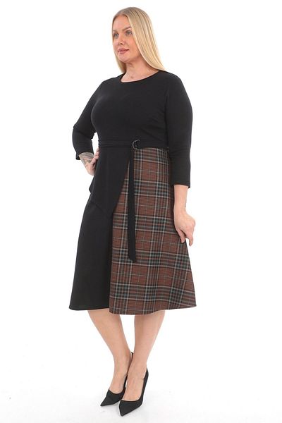 Element's Women's Black Two-Color and Belt Detailed Dress