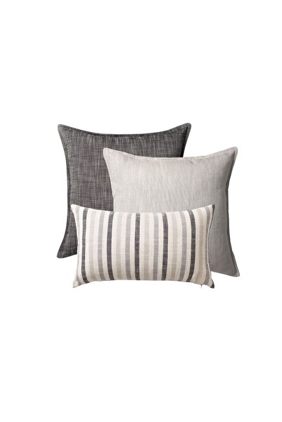 Fineroom Living Porto & Capri - Black Linen 3-Piece Pillow Set