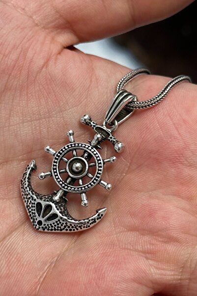 cheetah quality Çapa Gemi Dümeni 925 Ayar Gümüş Özel Yapım Erkek Kolyesi