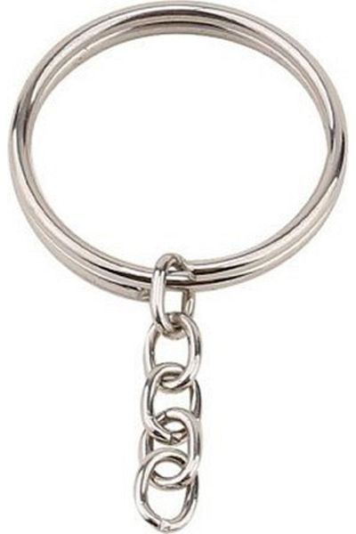 Hyd Silver Colored Hard Metal Chain Keychain Ring 3 Cm 10 Pieces
