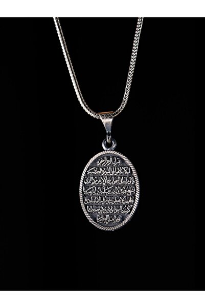 zivva silver 925 Ayar Gümüş Ayetel Kürsi Kolye 60 cm Zincir