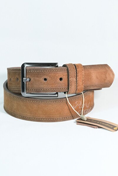 Parscraft Γνήσια δερμάτινη ανδρική ζώνη από καστόρι καφέ 4 εκ