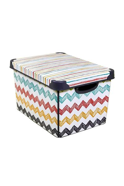QUTU Style Box Colored Zigzag Toy Storage Box - 20 Liters
