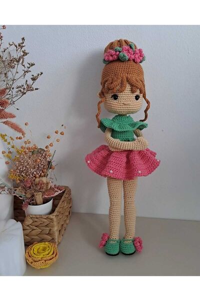 Gonulella Amigurumi Örgü Oyuncak Mercan Bebek 45 Cm Hareketli