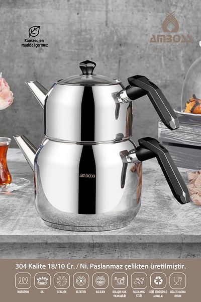 Amboss Opal Large Size Stainless Steel Teapot Suitable for All Stoves Opa-6978