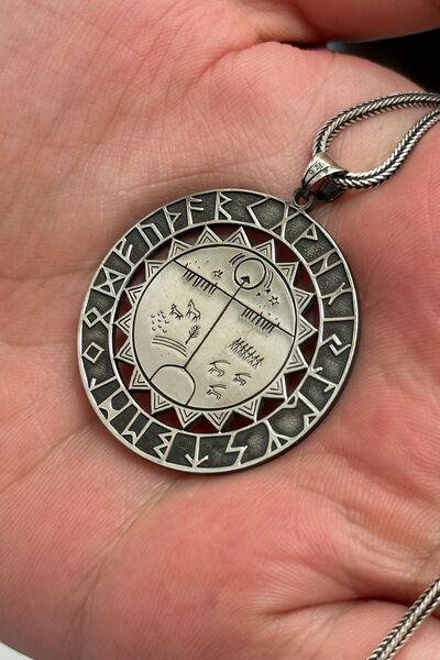 cheetah quality Göktürk Sembollu 925 Ayar Gümüş Özel Yapım Erkek Kolyesi