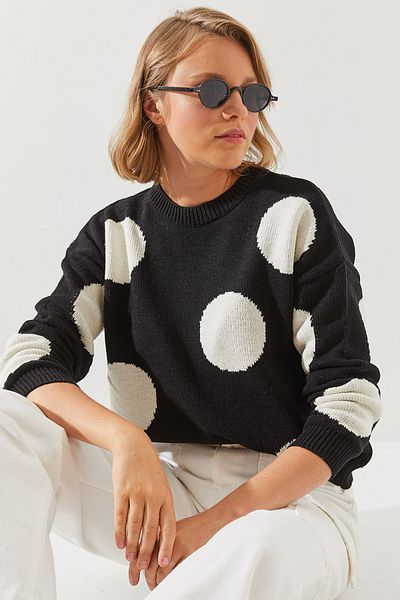 Bianco Lucci Gepunkteter Strickpullover für Damen - 20246212