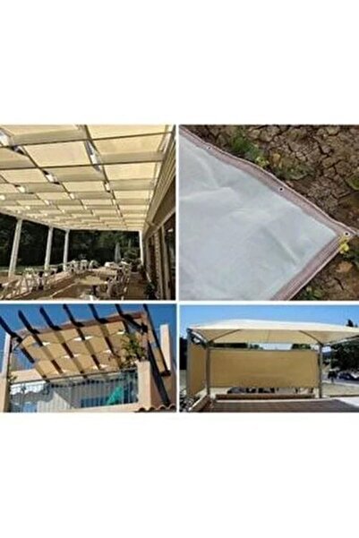 ÇADIRLAND --KREM--2x4mt Gölgelik File %95 Lik Gölgelik Kumaş Kolonlu Kuş Gözlü Çit Brandası