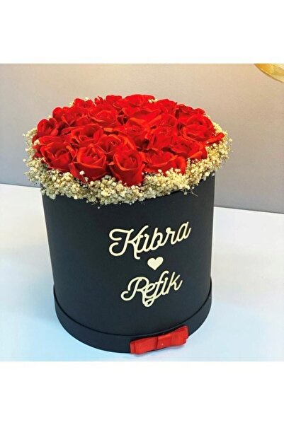 GELİN ÇİÇEĞİ EN İYİSİ Silindir Kutuda Kırmızı Kadife Güller Kız İsteme Çiçeği