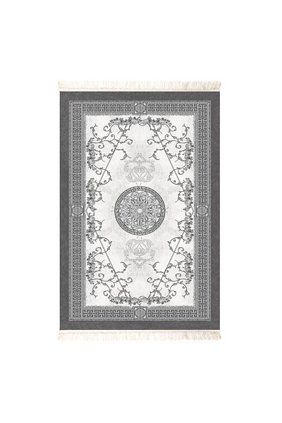 In House Soft Velvet Turkish Rectangular Door & Bath Mat -Grey - 60x40 cm