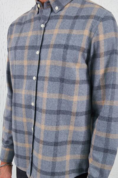 MAN EDITION Фланелева картата зимная рубашка серого цвета | Ee100127643