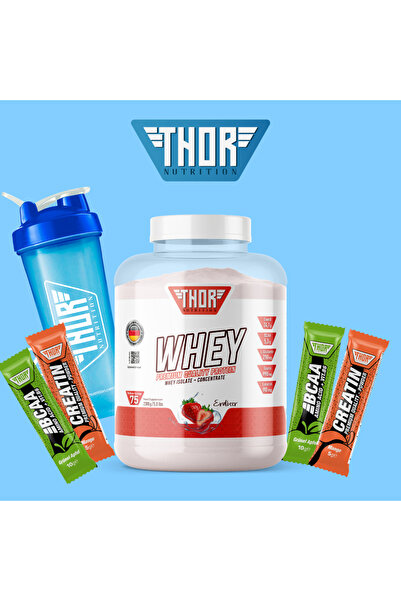 THOR NUTRITION 2.3 Kg Whey Protein 75 Servis Çilek Aromalı+ Shaker Hediye (fo...