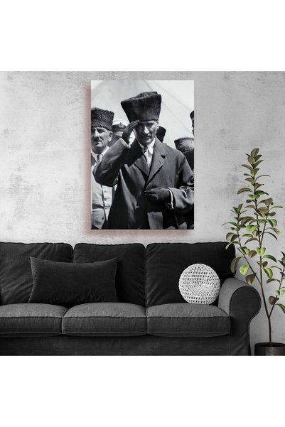 KOSS Dijital Atatürk Selamı Siyah Beyaz Kanvas Tablo