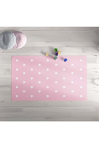 Evmila Pembe Puanlı Baskı Kalın 7mm Halı Modeli