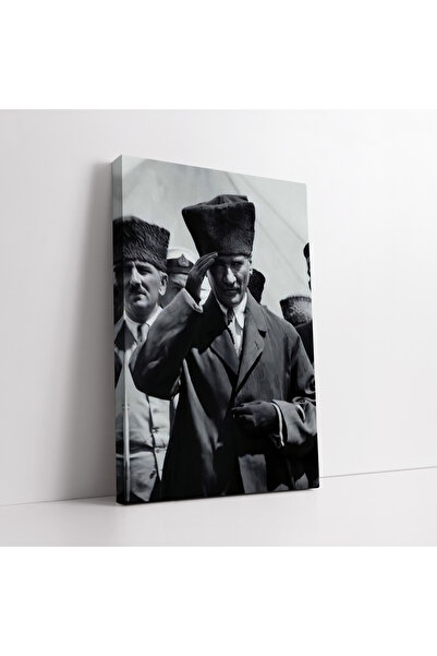 KOSS Dijital Atatürk Selamı Siyah Beyaz Kanvas Tablo