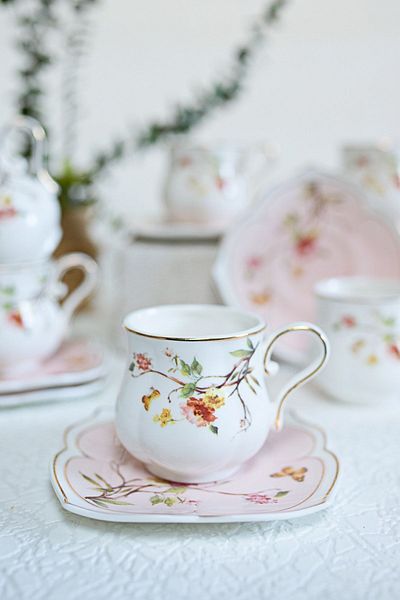 Kosova Zjn-001 Flower Gold Gilt Turkish Coffee Cup Set for 6 People