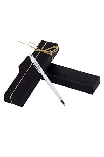 Kitaplı Hediye Kişiye Özel Beyaz Metal Kalem Touchpen