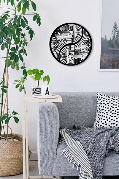 RARART Ying Yang Metal Tablo - Dekoratif Metal Duvar Panosu - 49x49 Cm
