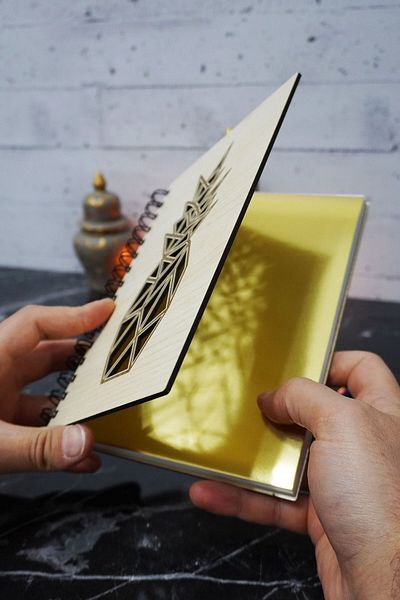 markcat Pineapple Patterned Wooden Cover - Unlined Diary Notebook