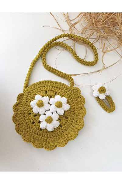 afralya home مجموعة حقيبة وإبزيم محبوكة مزخرفة للفتيات الصغيرات/الأطفال