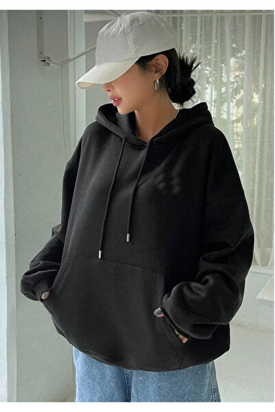 CAST COLLECTİON Γυναικείο φούτερ Black Star με τύπωμα oversized