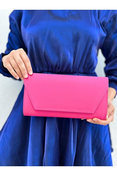 Sh Poly حقيبة يد من الساتان الفوشيا للسهرة - حقيبة زفاف ليلية محفظة