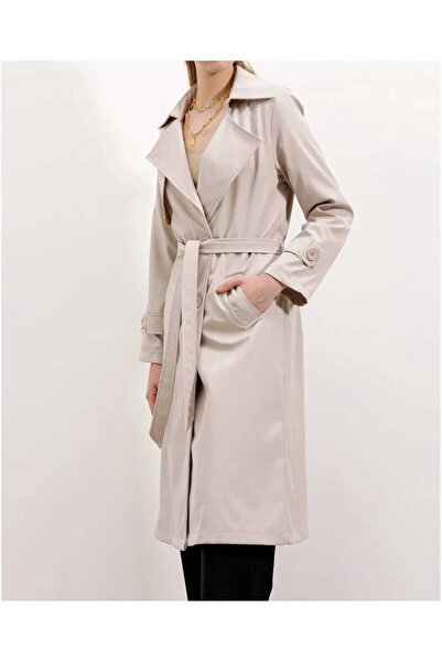 Birru Butik Bigdart Kadın Kruvaze Yaka Trençkot