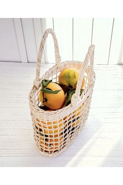 AFRALYAHOME Φυσικό καλάθι οργάνωσης πολλαπλών χρήσεων Rattan / Καλάθι οργάνωσης / Ψάθινη τσάντα Rattan