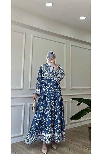 Tebessüm Life Premium Fabric Patterned Viscose Dress