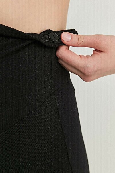 MyBen Kadın Siyah Ayarlanabilir Bel Hamile Lohusa Pamuklu Taytı 2022-irf01