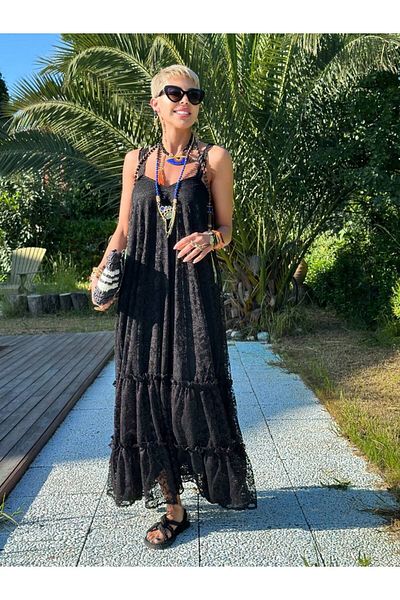 Natavan Rochie din tul cu bretele din dantela