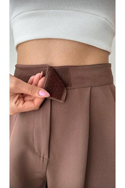 PALAZZO Wide Leg Palazzo Trousers - Brown VelCro Design