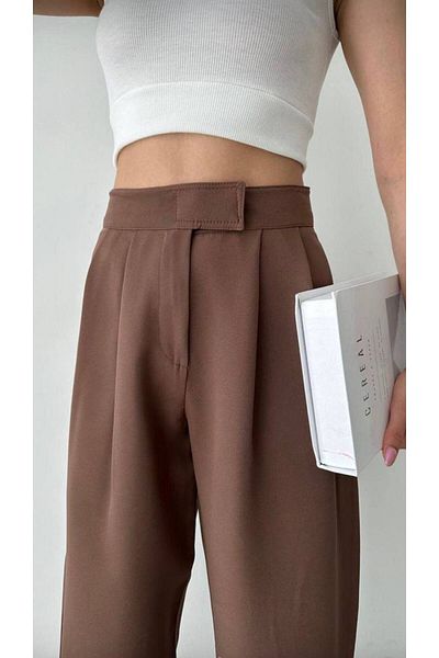 PALAZZO Wide Leg Palazzo Trousers - Brown VelCro Design