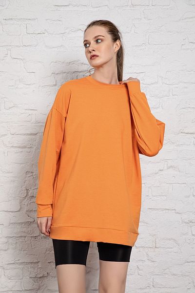 MyBen Unisex μακρυμάνικο φούτερ με δύο κλωστές πορτοκαλί υπερμεγέθη Irf055