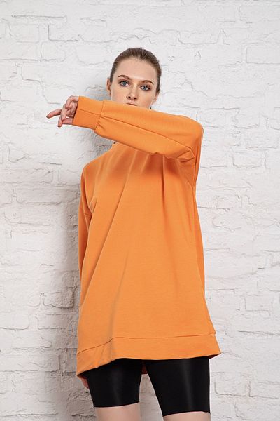 MyBen Unisex μακρυμάνικο φούτερ με δύο κλωστές πορτοκαλί υπερμεγέθη Irf055