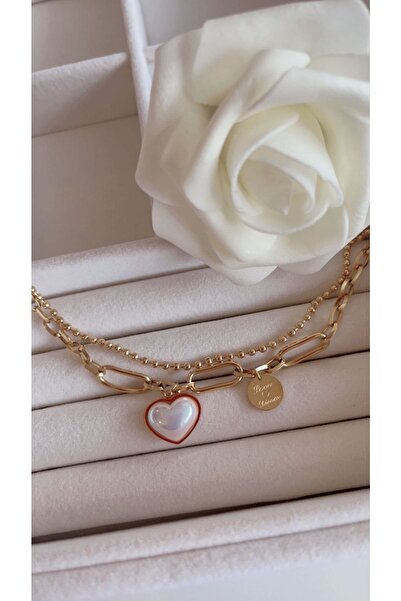 CLARİS Kalpli Sedef Taşlı Çelik Love Bilekliği