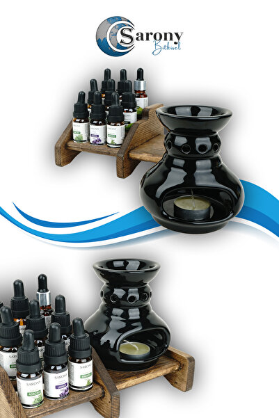 El Yapımı Seramik Lamp Buhurdanlık Wood Set - 9'lu %100 Saf Uçucu Yağı